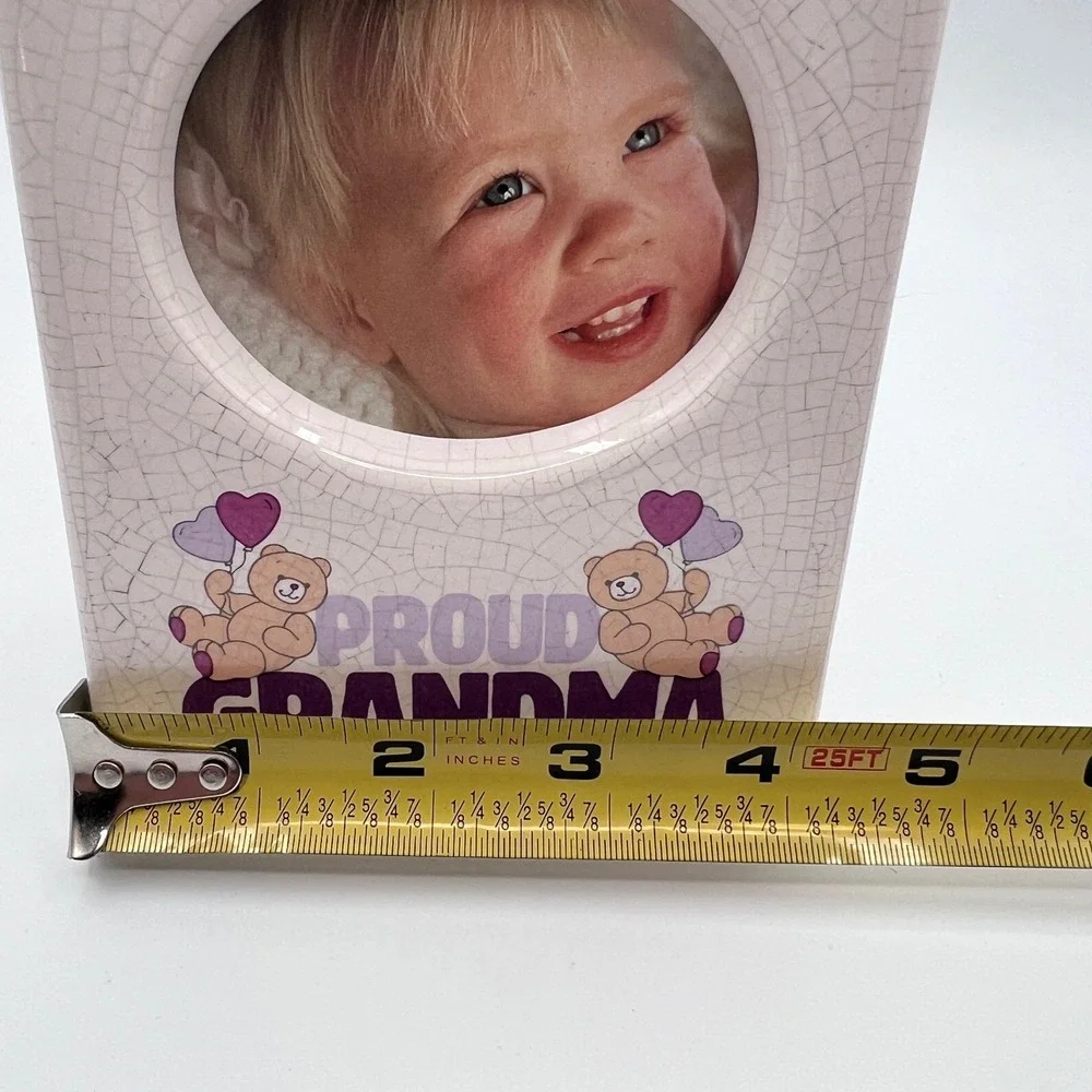 Russ Berrie Proud Grandma Ceramic Picture Frame Vintage Crackle Glaze Bears 5633